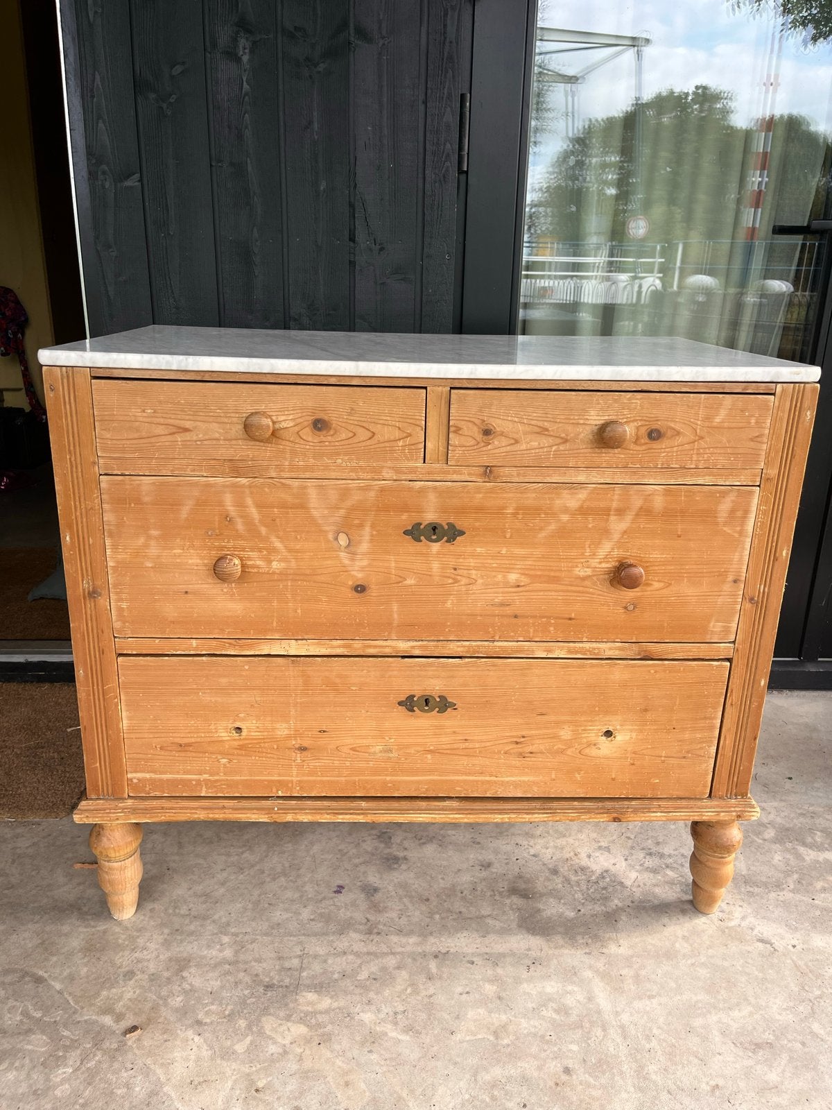 Vintage ladekast met natuurstenen blad, Ophalen