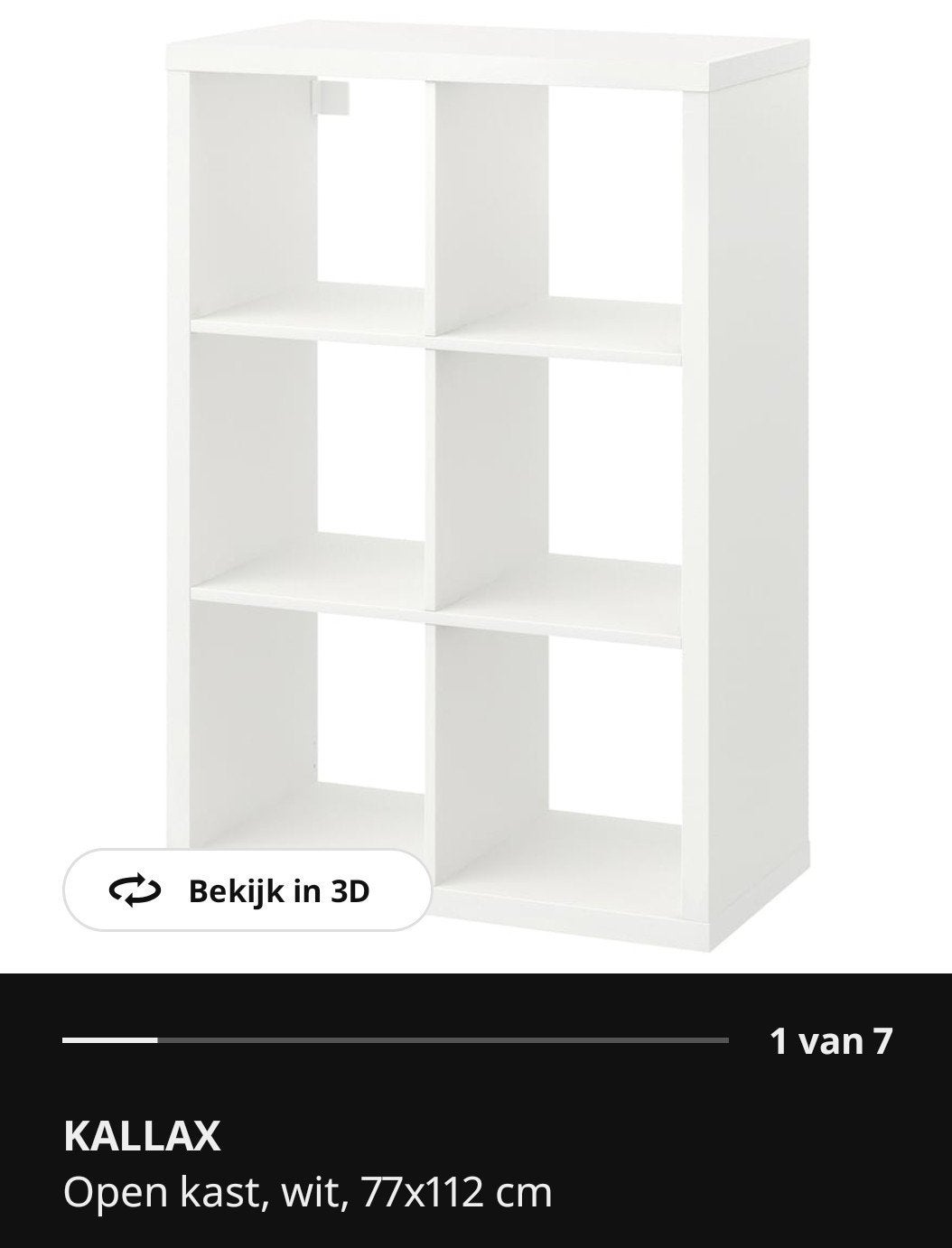IKEA KALLAX Kast 2x3 Vakken Wit 77x112 cm, Ophalen