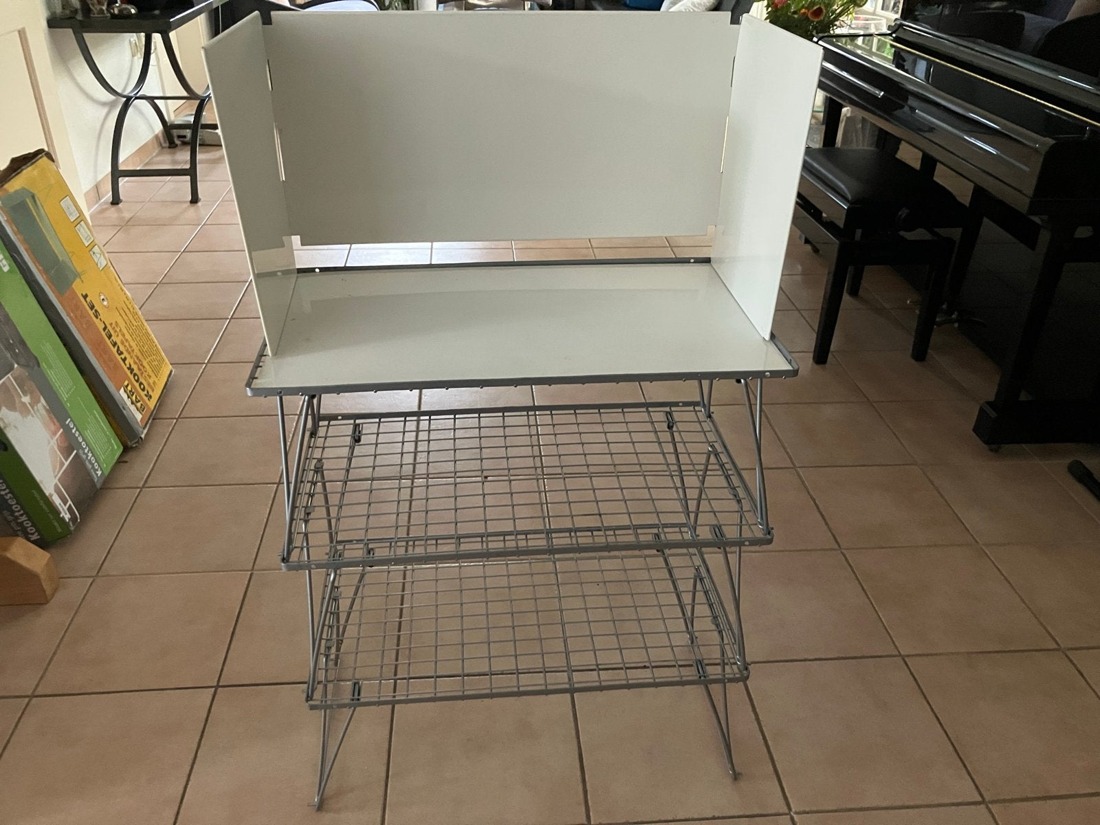 Handige kooktafel-set met windscherm en 3 etages, Ophalen of Verzenden, Gebruikt