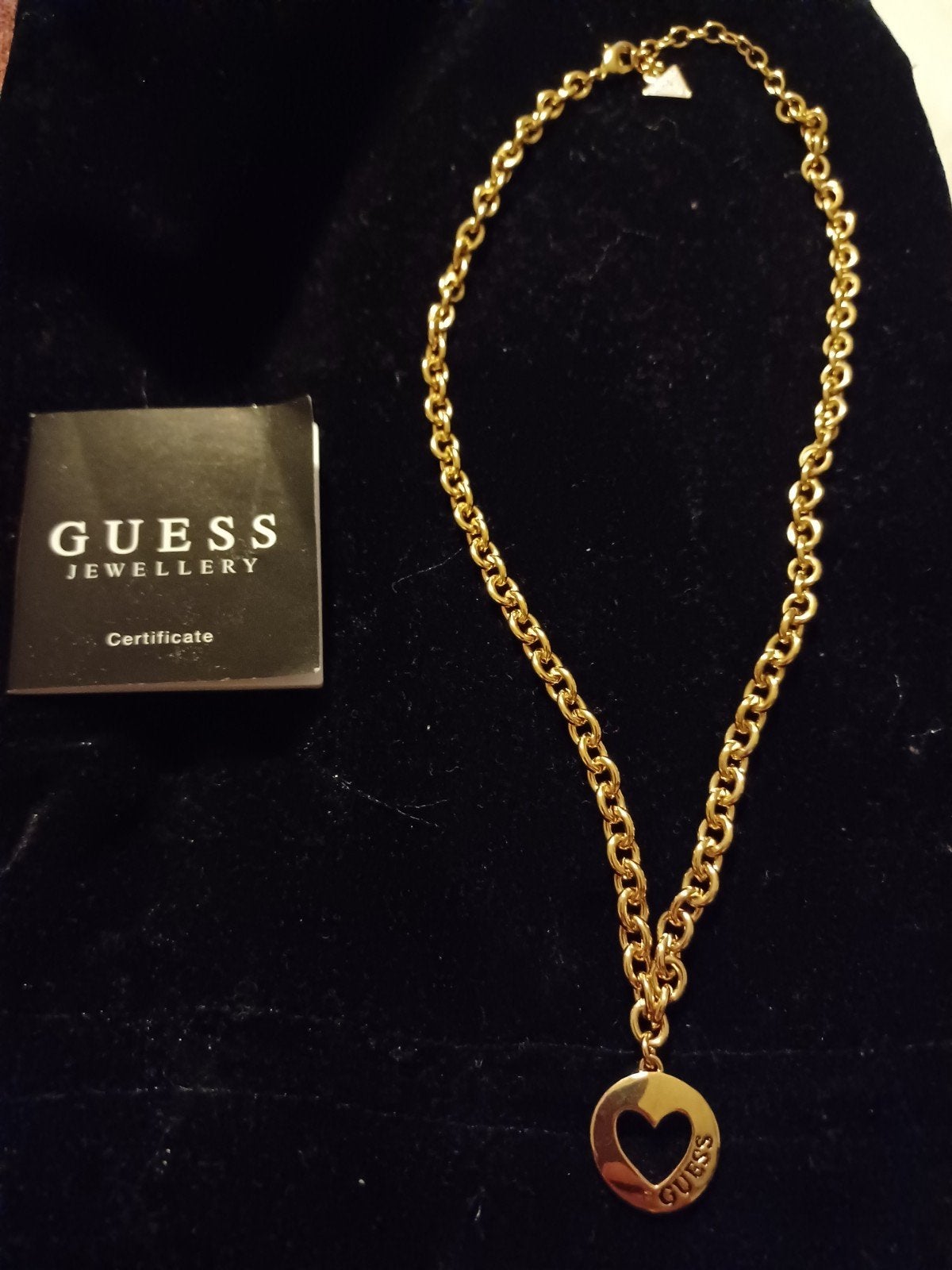Gouden Guess Ketting met Hart Hanger, Ophalen of Verzenden, Zo goed als nieuw, Goud, Overige materialen