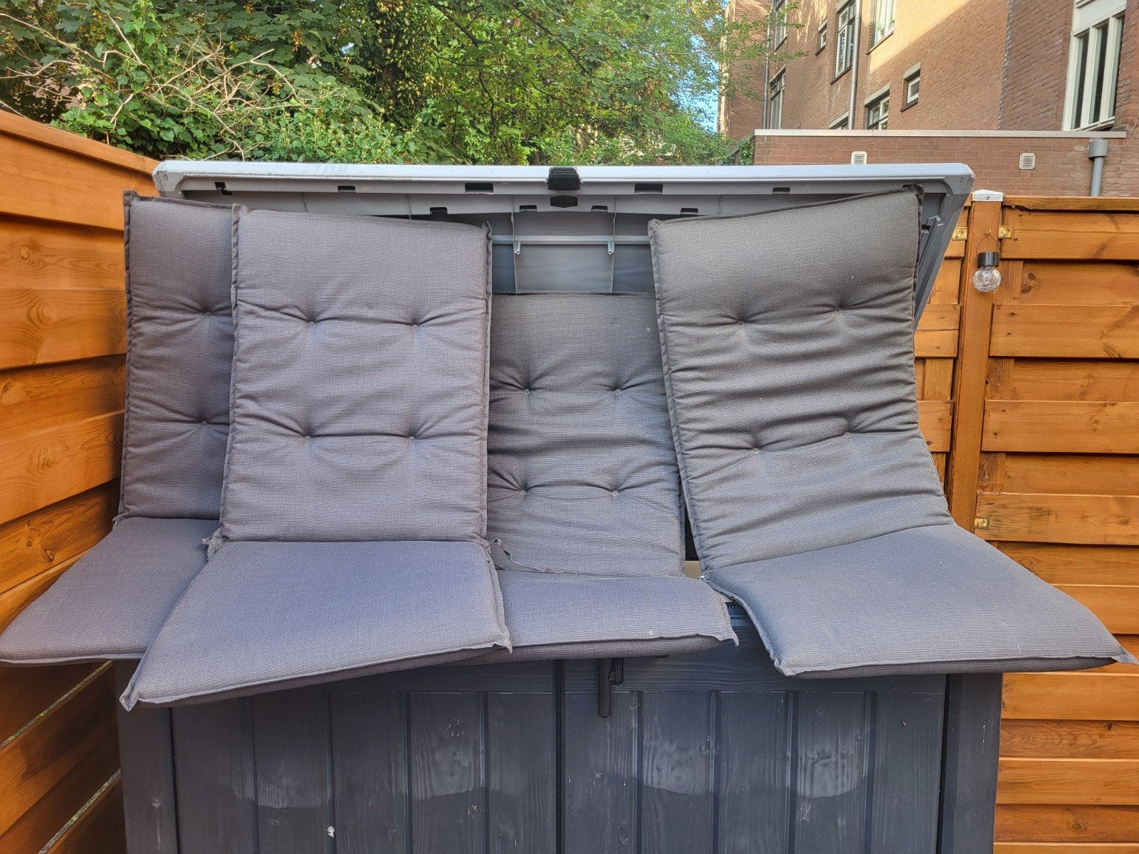 Tuinkussen grijs - 4 stuks, Tuin en Terras, Tuinstoelen, Ophalen, Gebruikt, Textileen