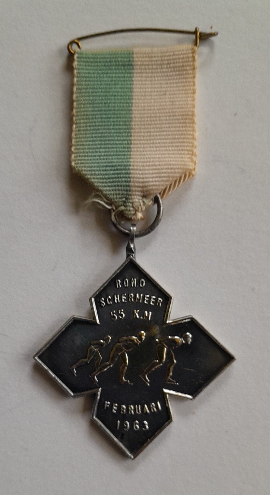 Medaille schaatsen rond Schermeer op 16/17 Febr. 1963, Postzegels en Munten, Ophalen of Verzenden, Overige materialen, Nederland