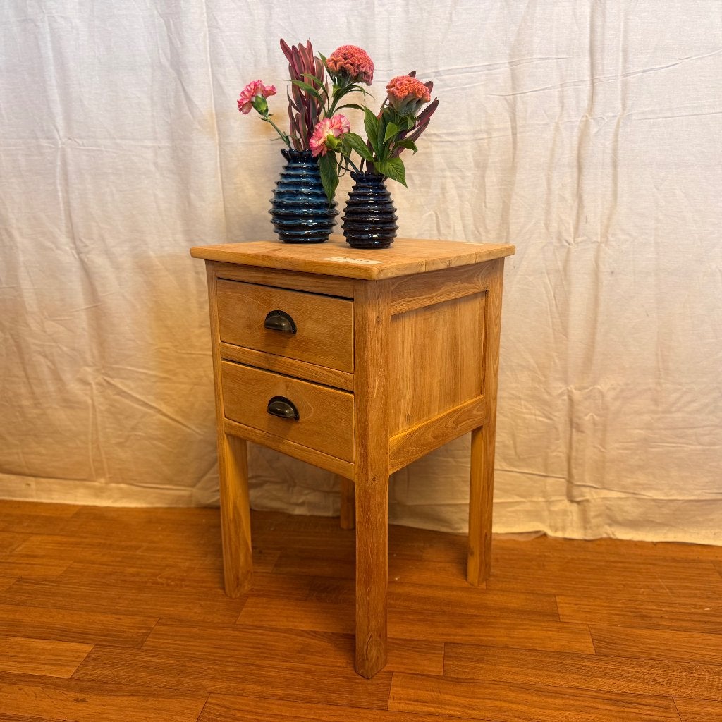 houten ladekast - massief teak - 2 lades - Gratis bezorgd, TTM Wonen, Meubels – (Perzische) Tapijten en Woonaccessoires, Minder dan 50 cm