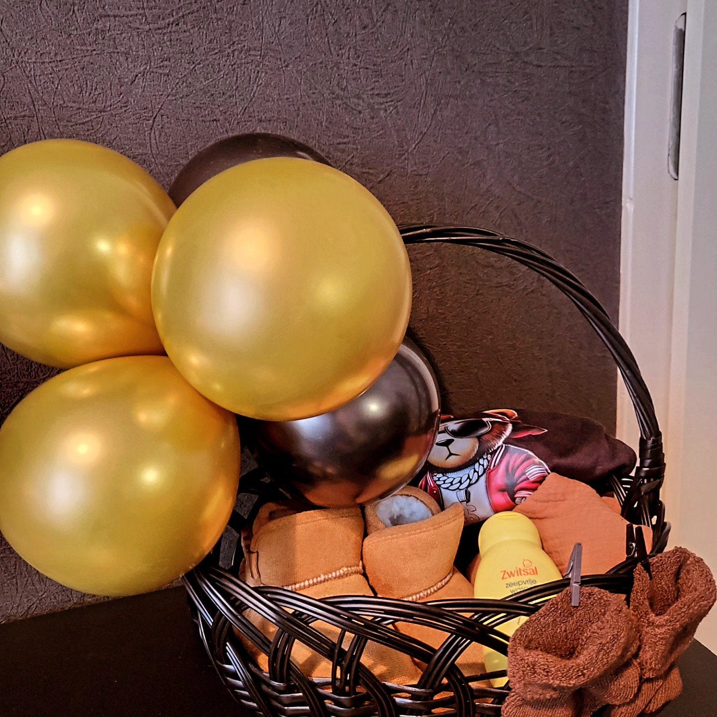 Kraamcadeau Mand met Babyartikelen en Ballonnen, Ophalen of Verzenden, Nieuw, Kraamcadeau