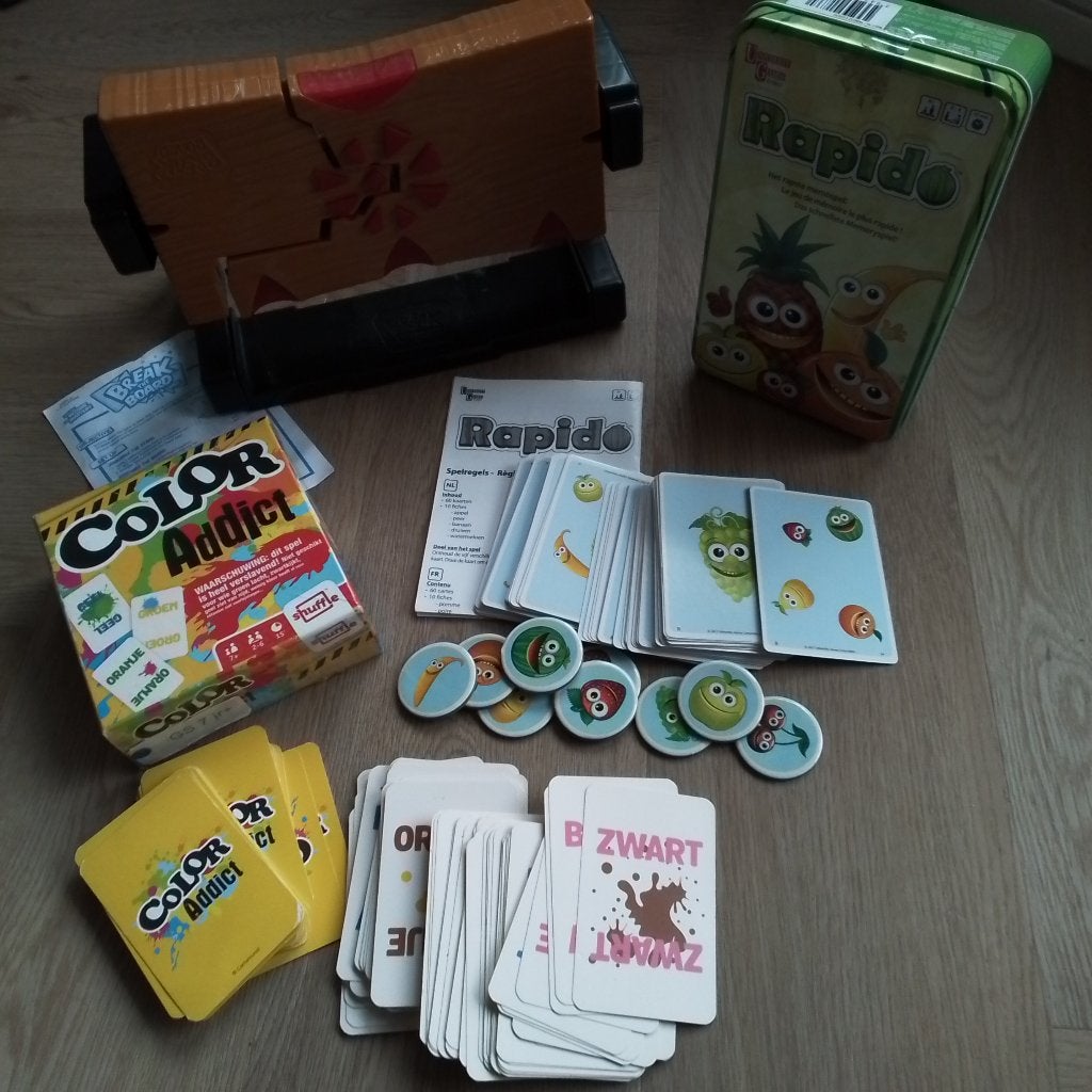 Color Addict & Rapido kaartspellen + Break the board, Een of twee spelers, Ophalen, Gebruikt