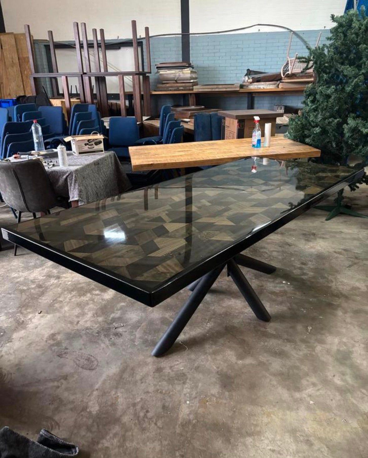 Epoxy eettafel 220x100 cm, Huis en Inrichting, Meubels, Meubels, 200 cm of meer, Zo goed als nieuw
