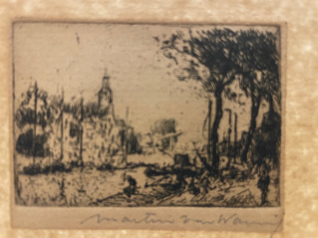 Leidschendam - kleine ets van Martin van Waning, 6 cm, Ets, Stadsgezicht, Ophalen of Verzenden