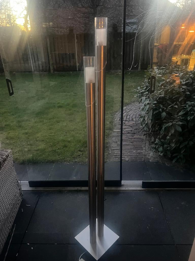 RVS staande vloerlamp, Ophalen, Gebruikt, Metaal, 150 tot 200 cm