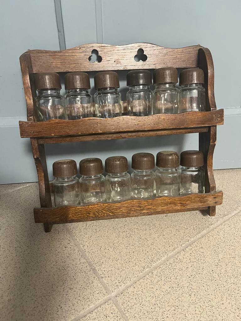 Vintage houten kruidenrekje, Ophalen, Hout, Overige typen, Gebruikt