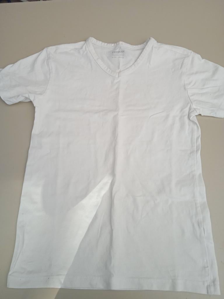 Zeeman Wit T-shirt V-hals Maat 8/10A (134-140), Kleding | Heren, T-shirts, Wit, Overige maten, Ophalen of Verzenden, Gedragen