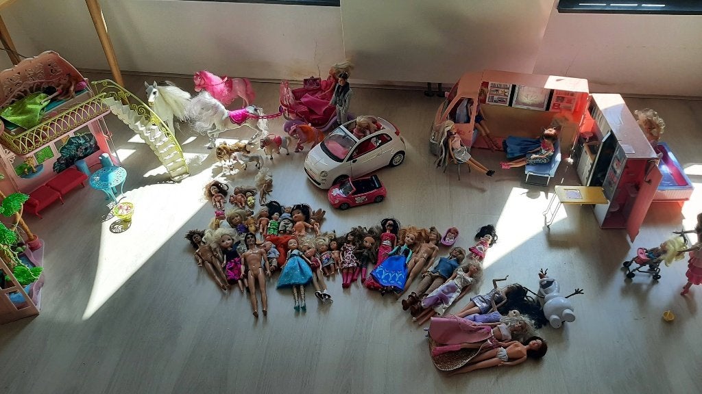 Barbies met paarden, camper, huis, koets, Ophalen, Gebruikt, Barbie