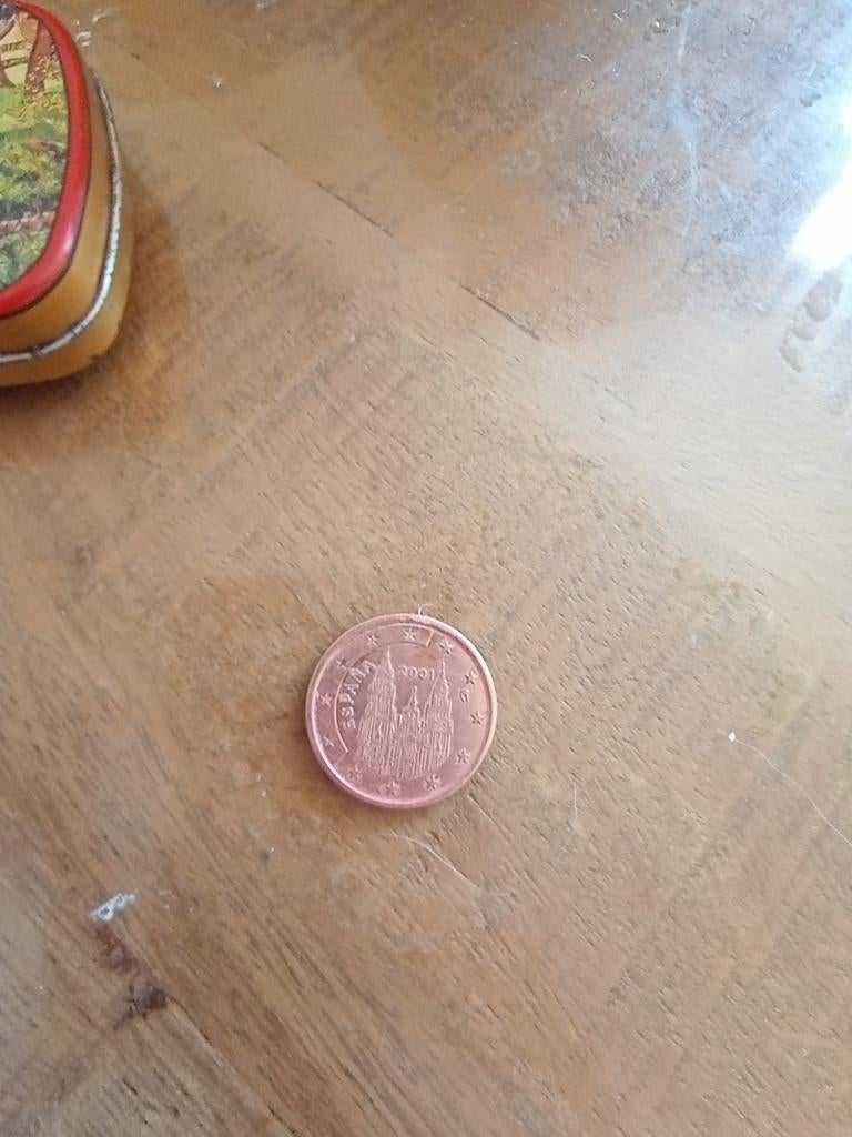 Spaanse 5 cent munt 2001 met gebouw en 2 drukfouten, Ophalen of Verzenden, Spanje, 5 cent, Losse munt