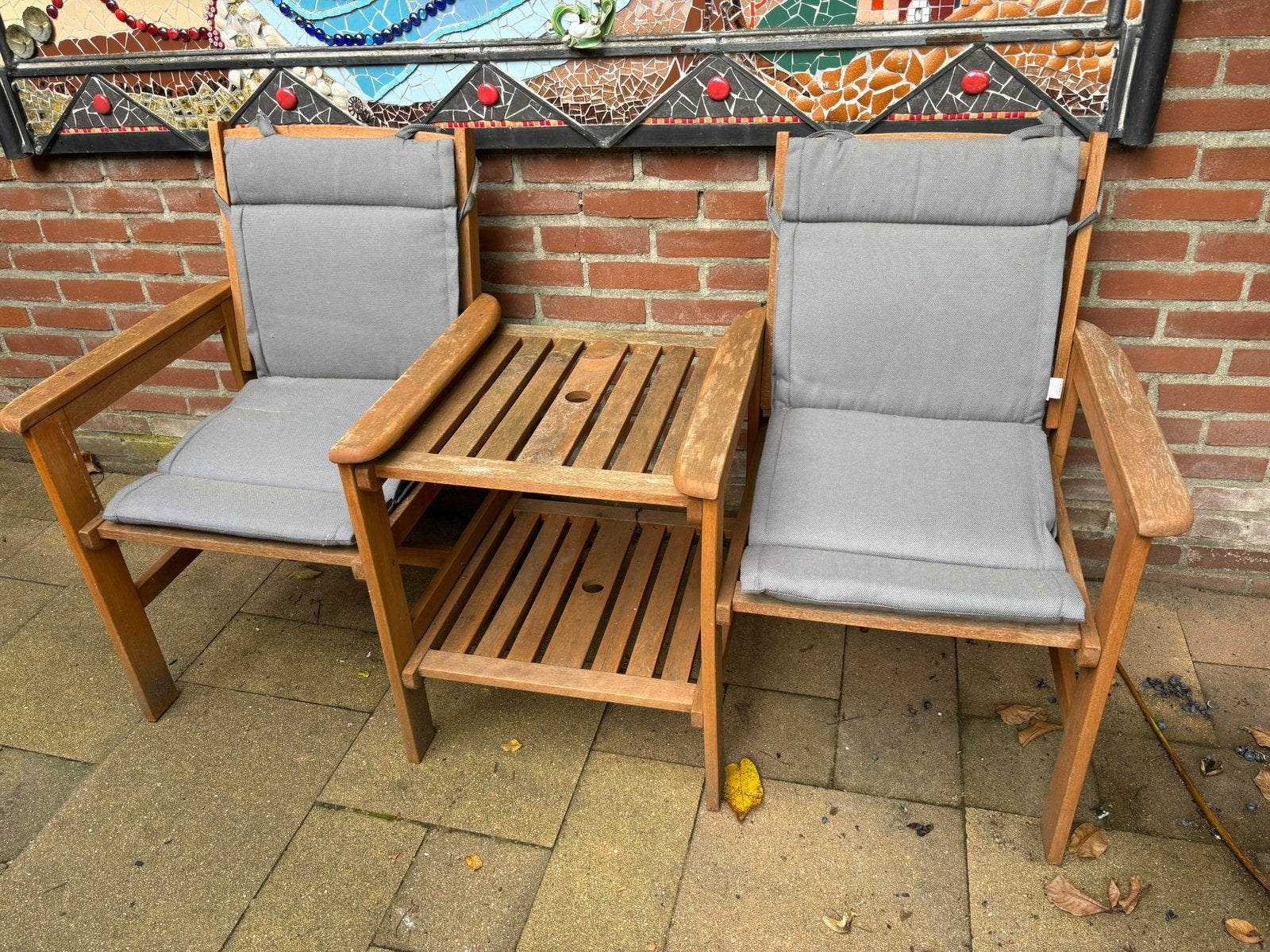 Houten tuinbankje, Ophalen, Gebruikt, Hout