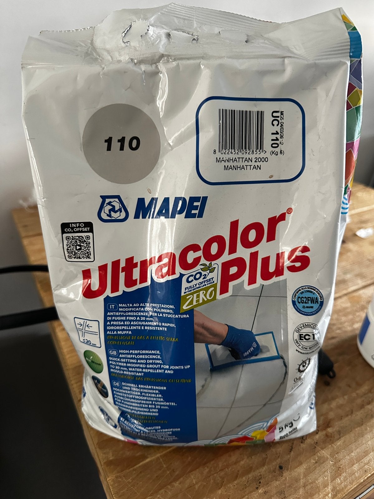 Mapei Ultracolor Plus 110 MANHATTAN, Ophalen, Zo goed als nieuw