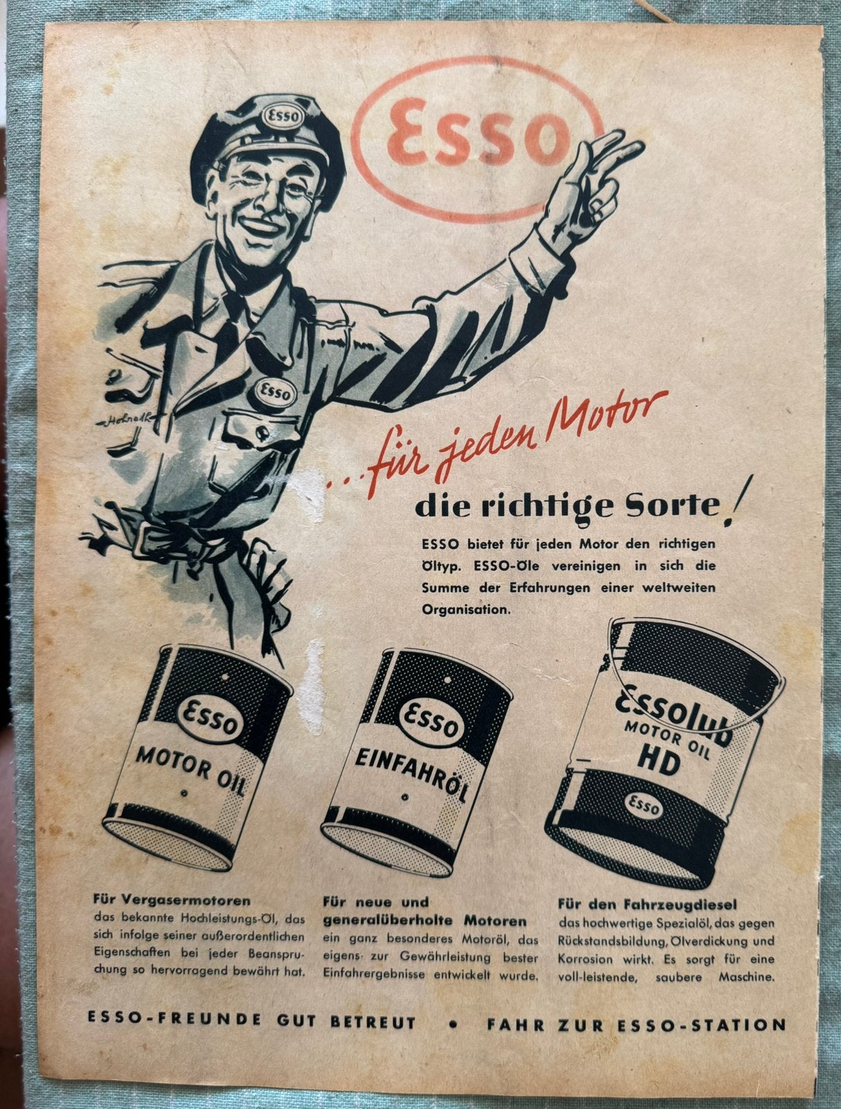 Advertentie Esso essolub motorolie olieblik, Verzenden, Gebruikt, Overige typen