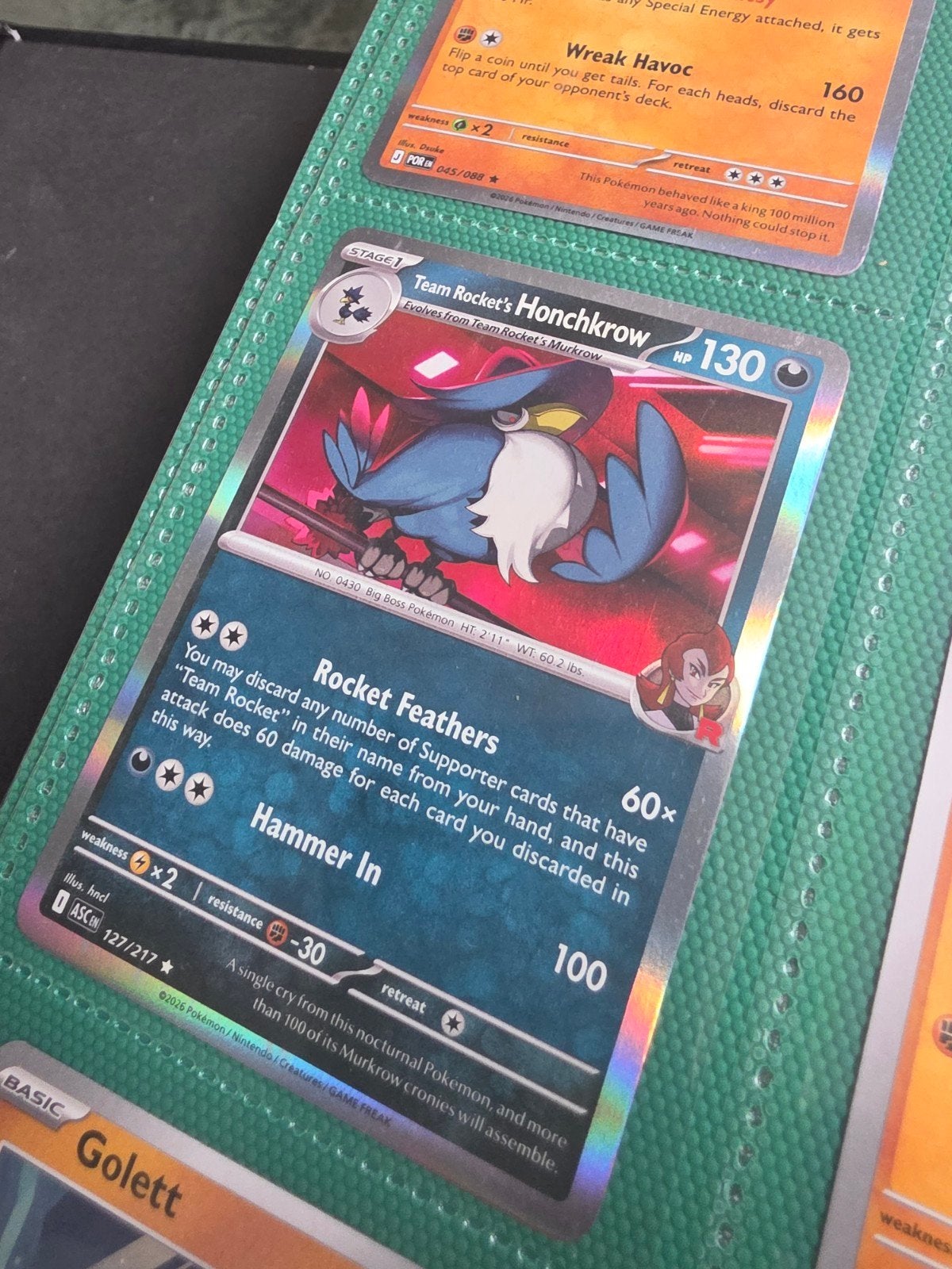 Team Rocket's Honchkrow Pokémon Kaart 127/217 Foil, Ophalen of Verzenden, Zo goed als nieuw, Losse kaart, Foil