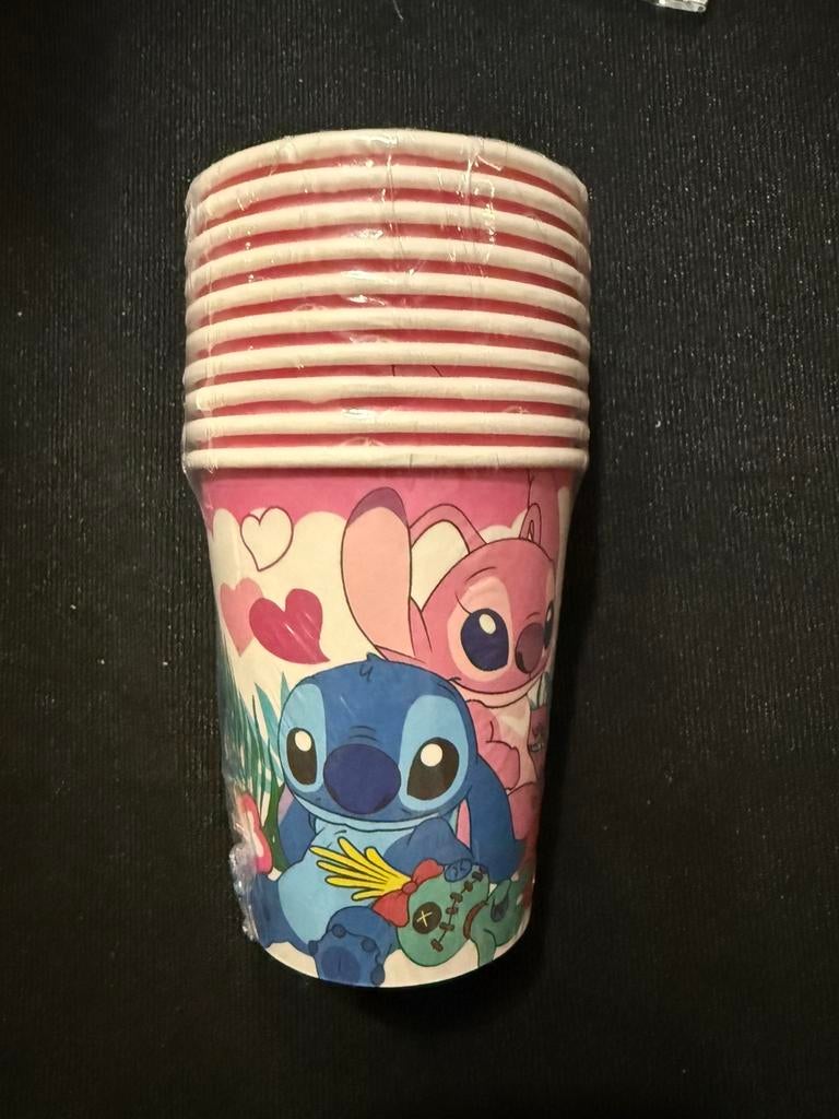 Stitch en Angel bordjes bekers Stitch thema versiering, Hobby en Vrije tijd, Feestartikelen, Ophalen of Verzenden, Nieuw, Versiering