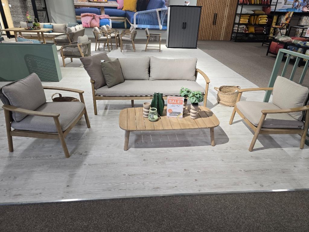 Yucatan acciciahouten loungeset te koop showmodel, Tuin en Terras, 4 zitplaatsen, Ophalen of Verzenden, Loungeset, Hout