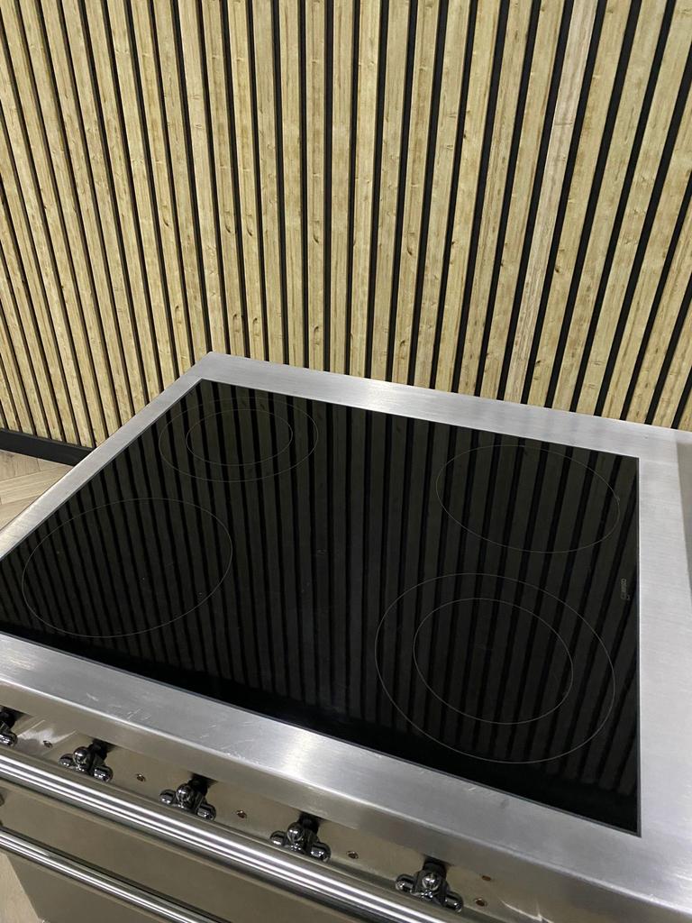 Prachtige Lacanche Inox Blinkend Chroom Keramisch + Friteuse, 60 cm of meer, Keramisch, Zo goed als nieuw, Vrijstaand