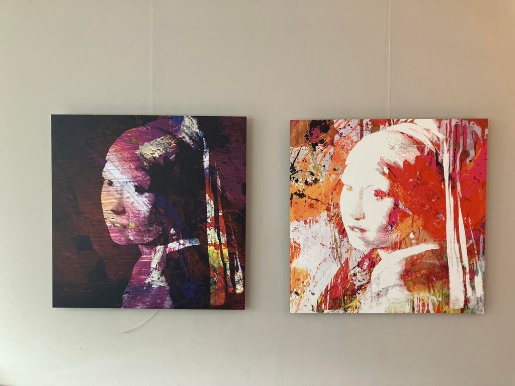 Set - meisje met parel - modern, Antiek en Kunst, Kunst | Schilderijen | Modern, Ophalen of Verzenden