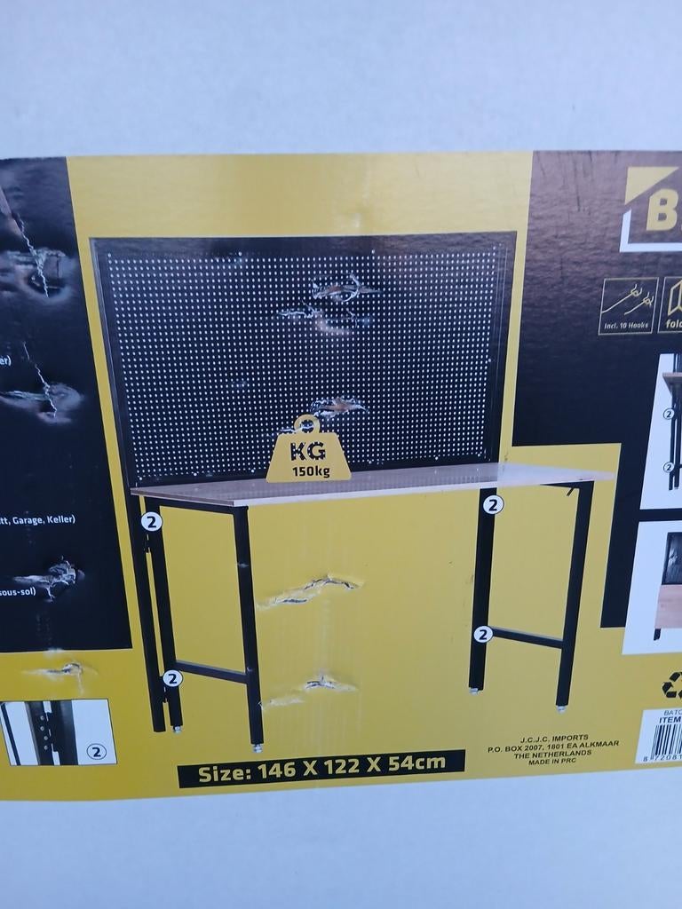 Nieuwe Inklapbare Werkbank 122x54x146cm - Compact & Handig!, Doe-het-zelf en Verbouw, Werkbanken, Nieuw, 120 tot 170 cm, Inklapbaar
