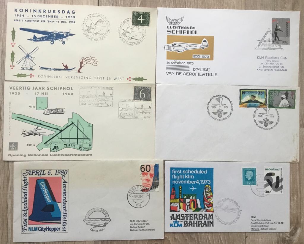 6 speciale uitgiften luchtvaart Nederland, Ophalen of Verzenden, Nederland