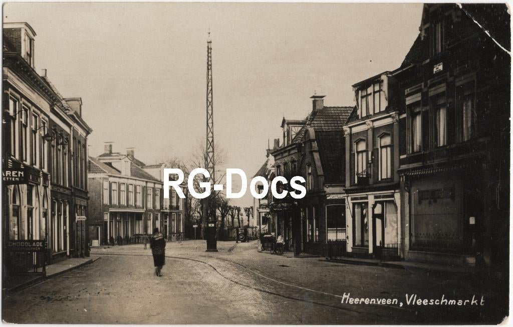 Ansichtkaart - Fotokaart Vleeschmarkt Heerenveen - ca. 1925, Verzenden, 1920 tot 1940, Ongelopen, Friesland