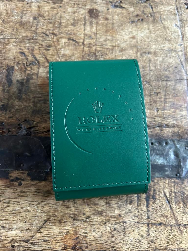 ROLEX TRAVEL POUCH GROEN LEER, Sieraden, Tassen en Uiterlijk, Horloges | Heren, Ophalen of Verzenden, Zo goed als nieuw, Rolex