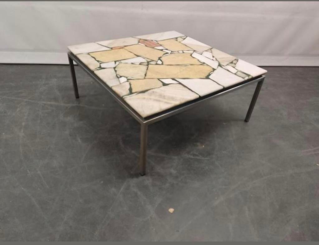 vintage design marmer salontafel koffietafel hoektafel tafel, Huis en Inrichting, Tafels | Salontafels, Ophalen, Gebruikt, 50 tot 100 cm