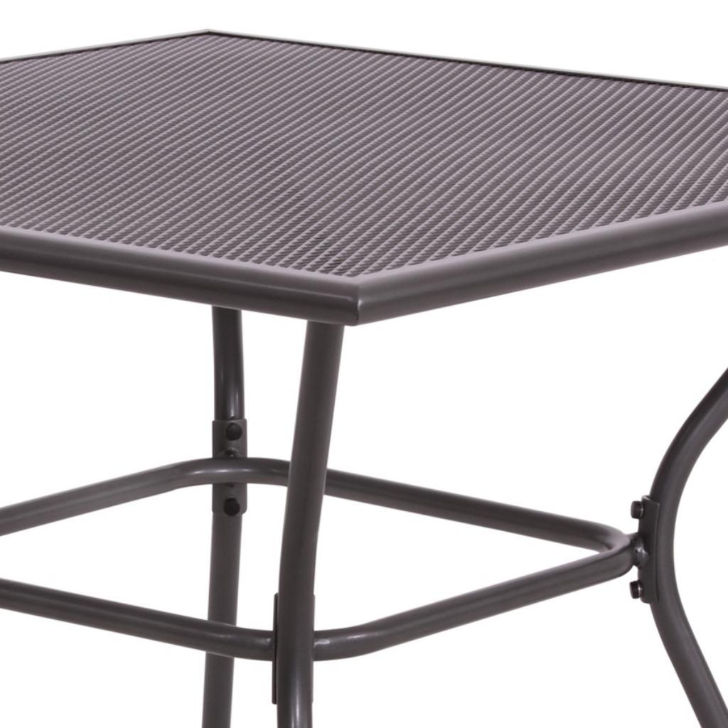 Tuintafel grijs metaal vierkant 90 x 90 cm model Nordic, Ophalen of Verzenden, Nieuw, Vierkant, Metaal