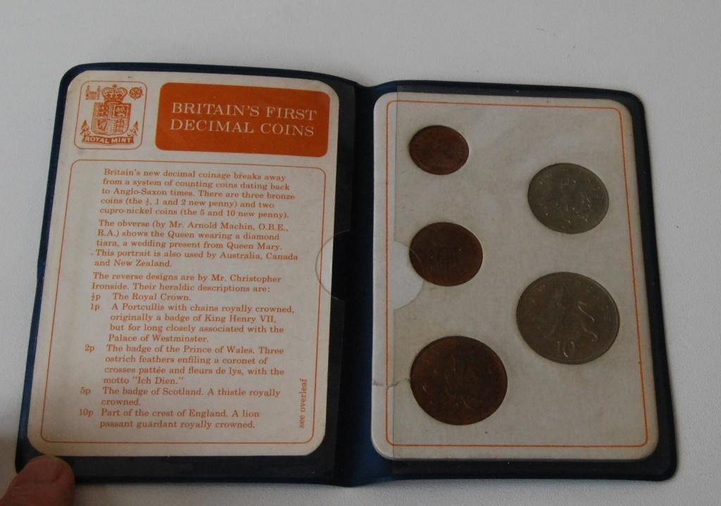 Brittain's first decimal coins in mapje, Postzegels en Munten, Munten | Europa | Euromunten, Ophalen of Verzenden, Overige landen