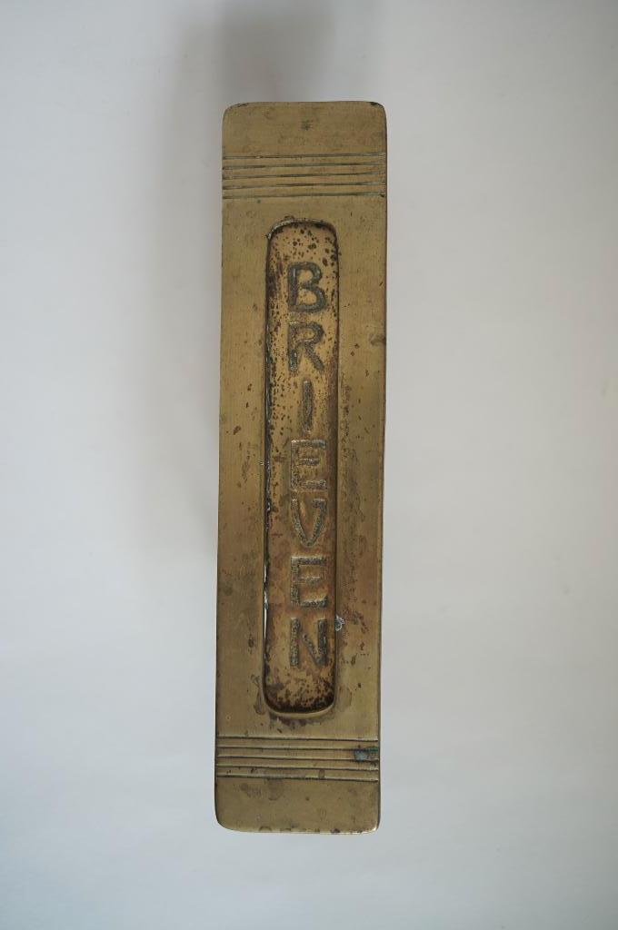 brievenbusklep brons antiek klep brievenbus verticaal, Tuin en Terras, Brievenbussen, Overige materialen, Gebruikt, Brievenbusklep