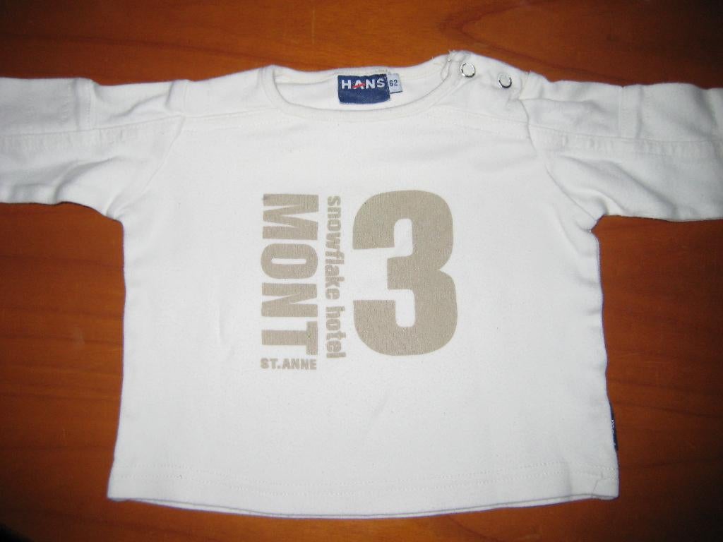 Wit shirt, 62, HANS, Kinderen en Baby's, Ophalen of Verzenden, Zo goed als nieuw, Jongetje, Shirtje of Longsleeve