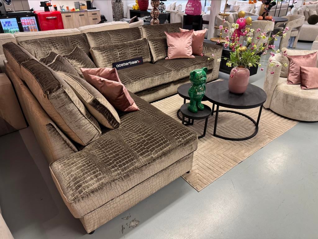 Luxe Velvet Croco Hoekbank Pocket 250x310cm NIEUW Uniek, Huis en Inrichting, Eric Kuster - Hotel Chique, Info@oosterbaanwonen.nl