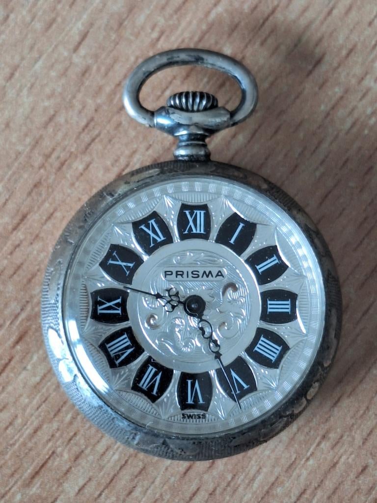 PRISMA zakhorloge, Sieraden, Tassen en Uiterlijk, Horloges | Antiek, Overige merken, Zakhorloge, Zilver, 1960 of later