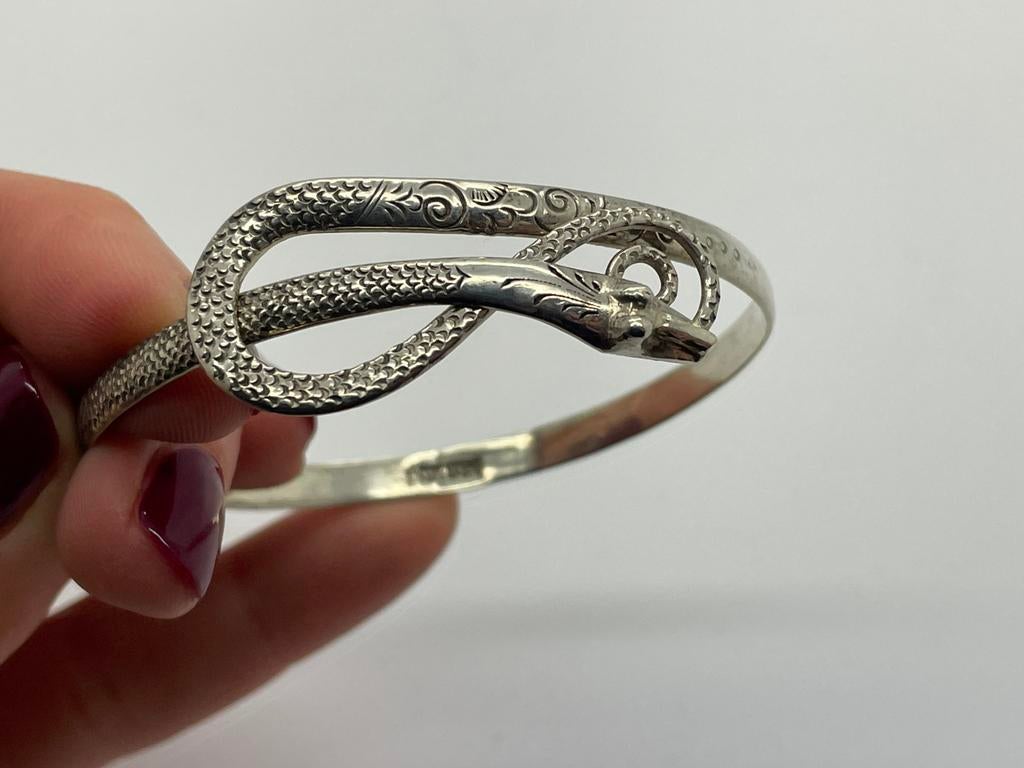 C469 Prachtige zilveren armband slang sierlijk, Ophalen of Verzenden, Zilver, Armband