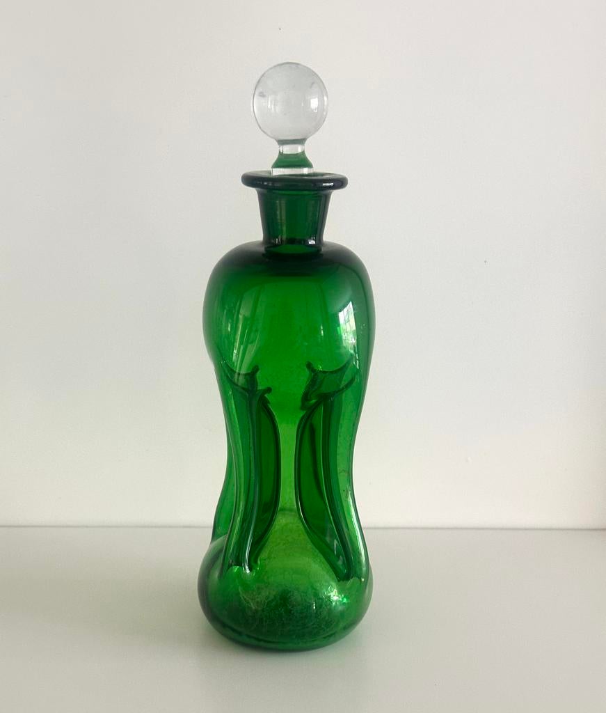 Holmegaard Copenhagen 'Kluk Kluk' fles groen (klein), Ophalen of Verzenden, Zo goed als nieuw