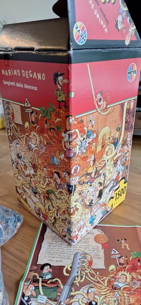 Marino Degano Spaghetti della Mamma Heye Puzzel - Nieuw!, Ophalen of Verzenden, 500 t/m 1500 stukjes, Nieuw, Legpuzzel