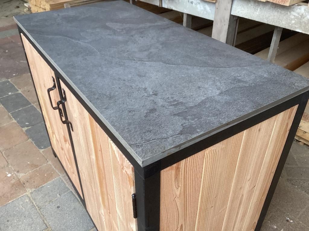 Buitenkeuken, bbq kast van douglas hout en keramisch blad, Ophalen of Verzenden, Nieuw, Houtskool, Vrijstaand