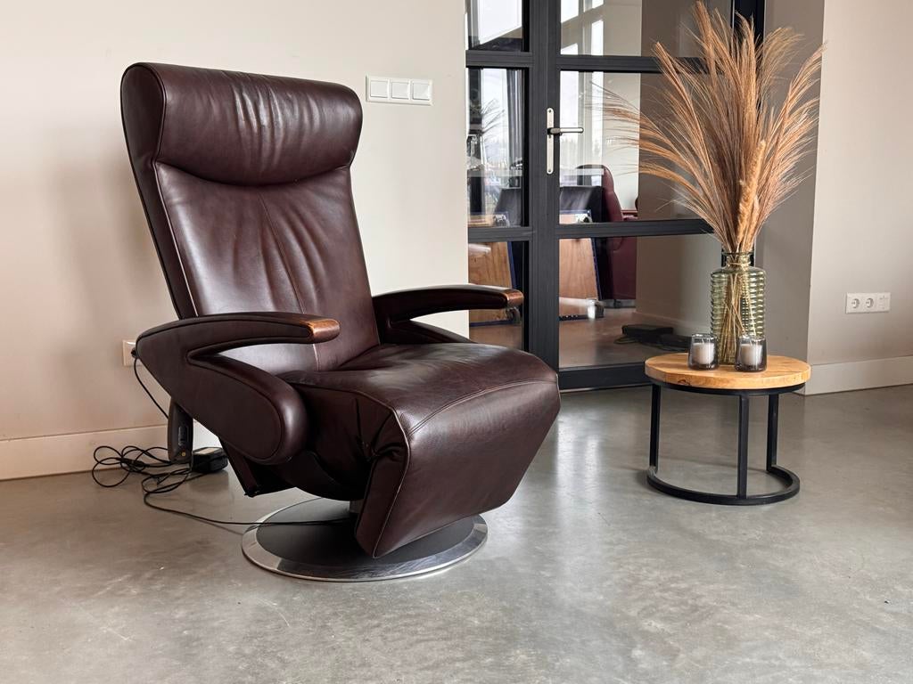 Leolux relaxstoel met vibratiemassage, leer