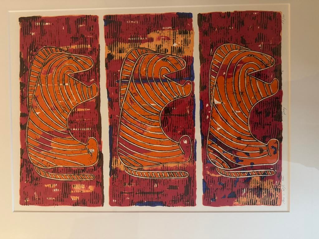 Ans van Dijk – Zeefdruk “Prey” 26/120 – Ingelijst – 71x56 cm, Ophalen of Verzenden