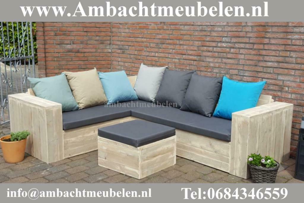 steigerhout Loungeset Tuinbank Hoekbank Bank SHOWROOM OPEN, Verzenden, Bank, Steigerhout, Nieuw