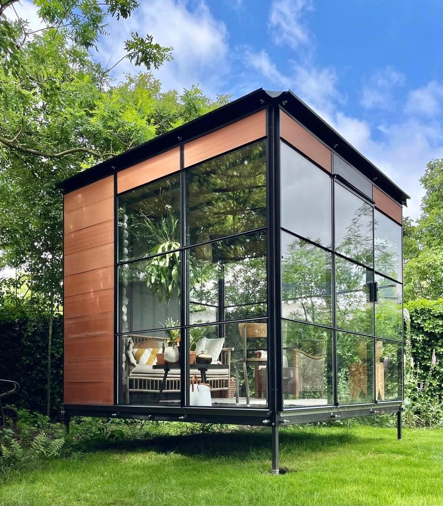 Glazen huis huisje tuinhuis tuinkamer kantoor tuinkantoor, Ophalen, 200 tot 400 cm, 3 ramen of meer, Nieuw