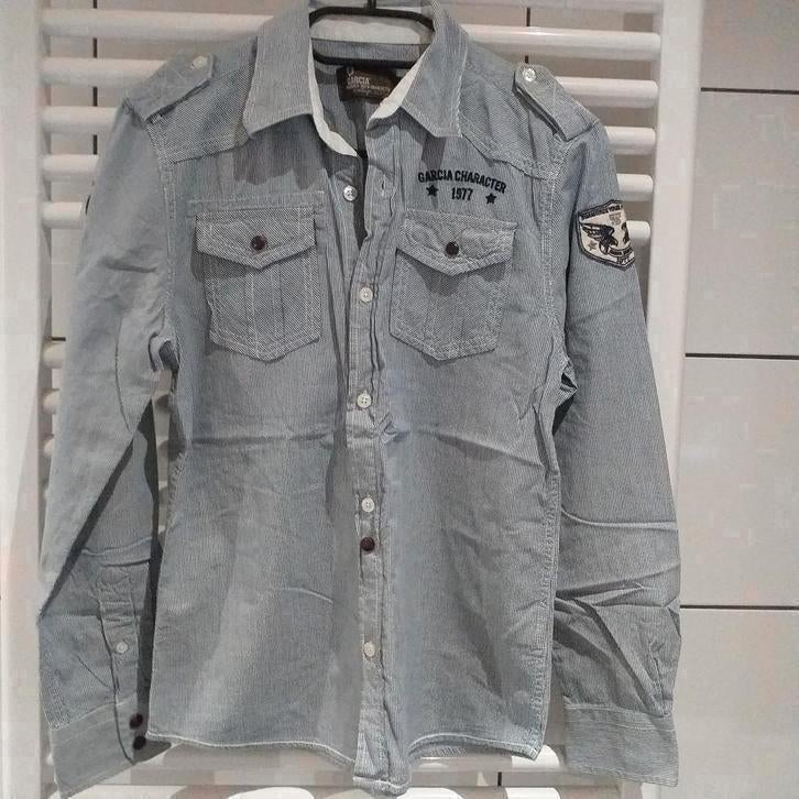 Stoere jongens Blouse mt 152 blauw- wit gestreept, Overhemd of Blouse, Ophalen of Verzenden, Zo goed als nieuw, Garcia