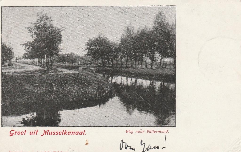 Musselkanaal   weg naar Valthermond, Verzamelen, Ophalen of Verzenden, Voor 1920, Gelopen, Groningen