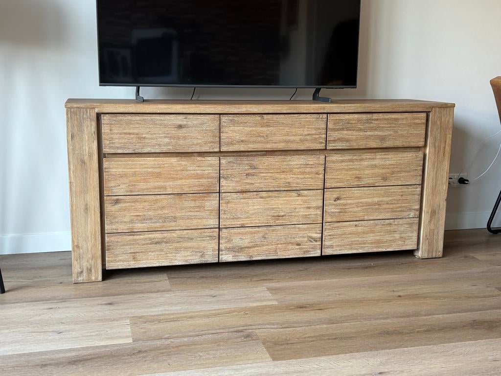 Houten Kast met Lades en Deuren, Ophalen, 100 tot 150 cm, Eikenhout, Zo goed als nieuw