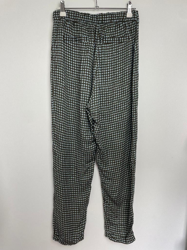Amaya Amsterdam chiffon pull on broek bruin met print maat S, Maat 38/40 (M), Amsterdamsestraatweg 43 B, 1411AX Naarden, Bruin