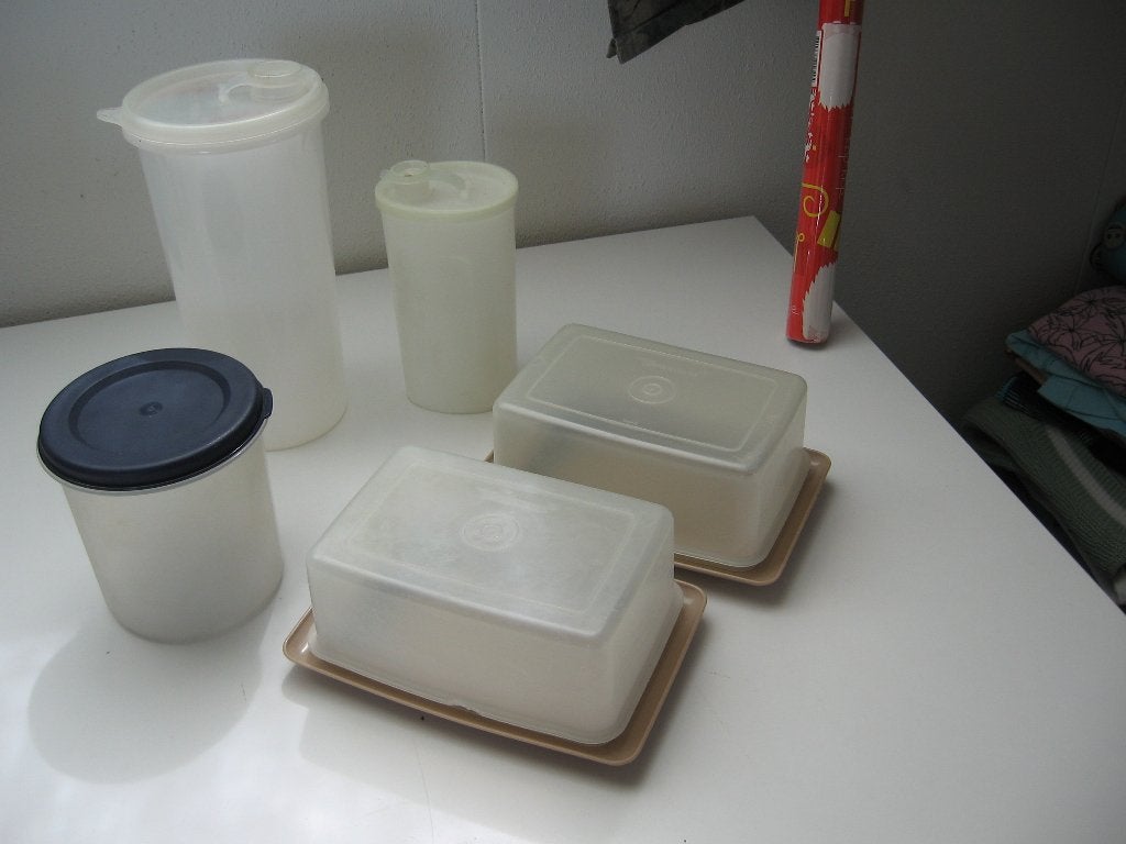 8 delen tupperware brood doos strooi bussen samen €15,50, Ophalen of Verzenden, Zo goed als nieuw, Blauw, Overige typen