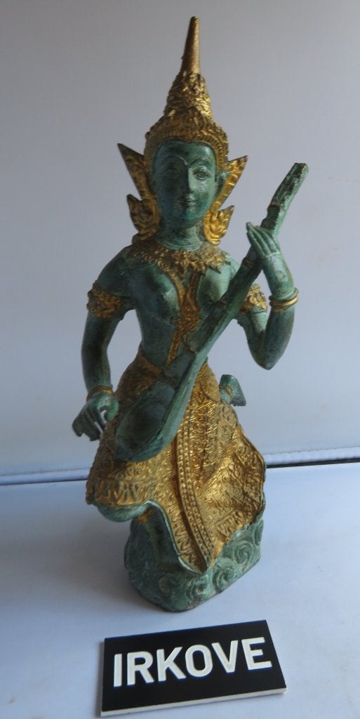BEVALLIGE BRONZEN DAME * Muzikante *, Verzenden, 20 - 50 cm, Azië, Beeld