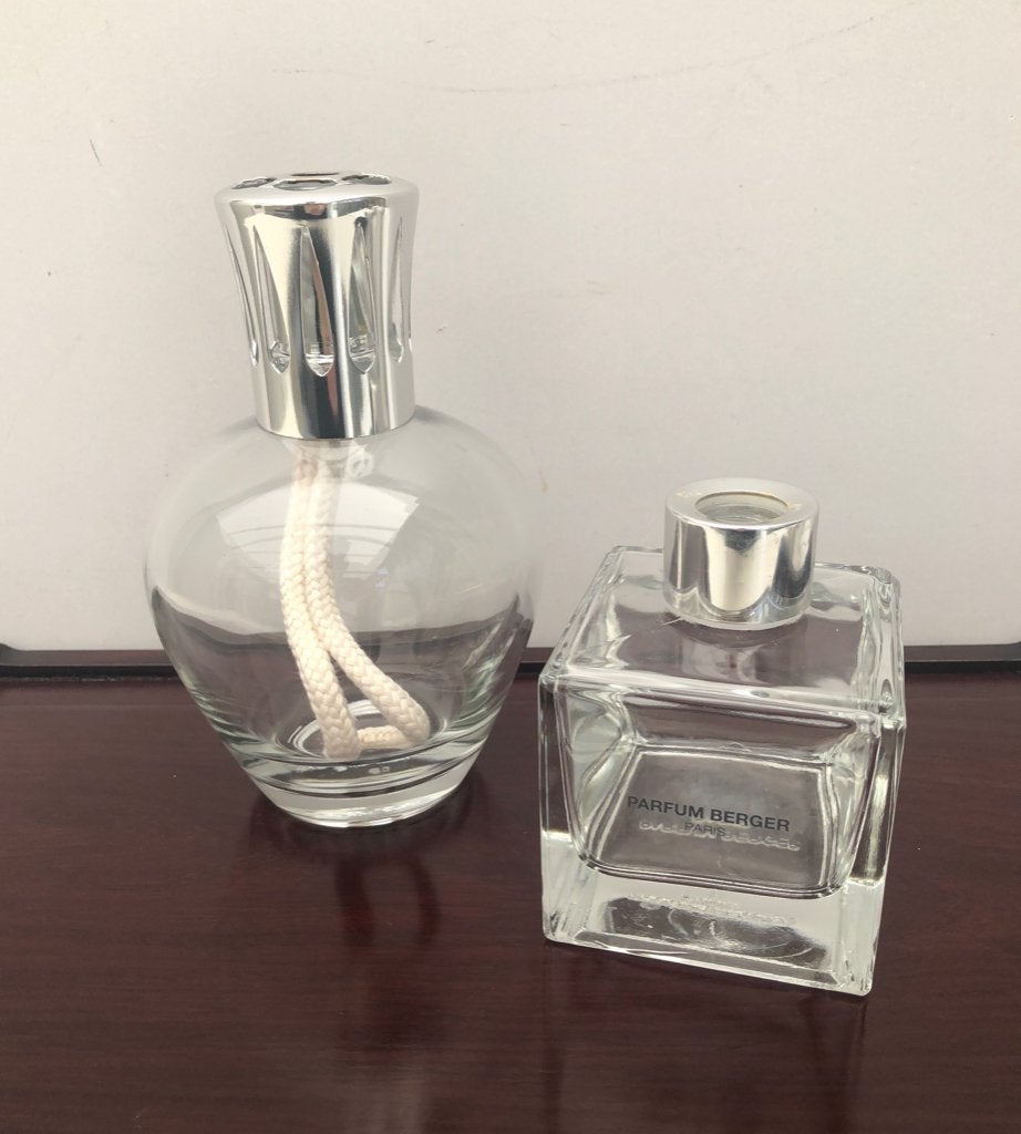 Lampe Berger - Geurbrander + geurstokjes houder - Zgan, Ophalen of Verzenden, Zo goed als nieuw, Meerkleurig, Glas